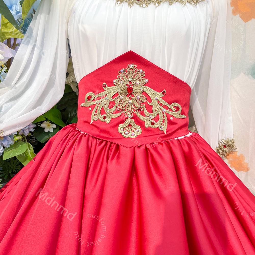 Red & Gold Spanish Classical Ballet Costume | Nutcracker Spanish Variation | Handmade Character Skirt | Custom Size
