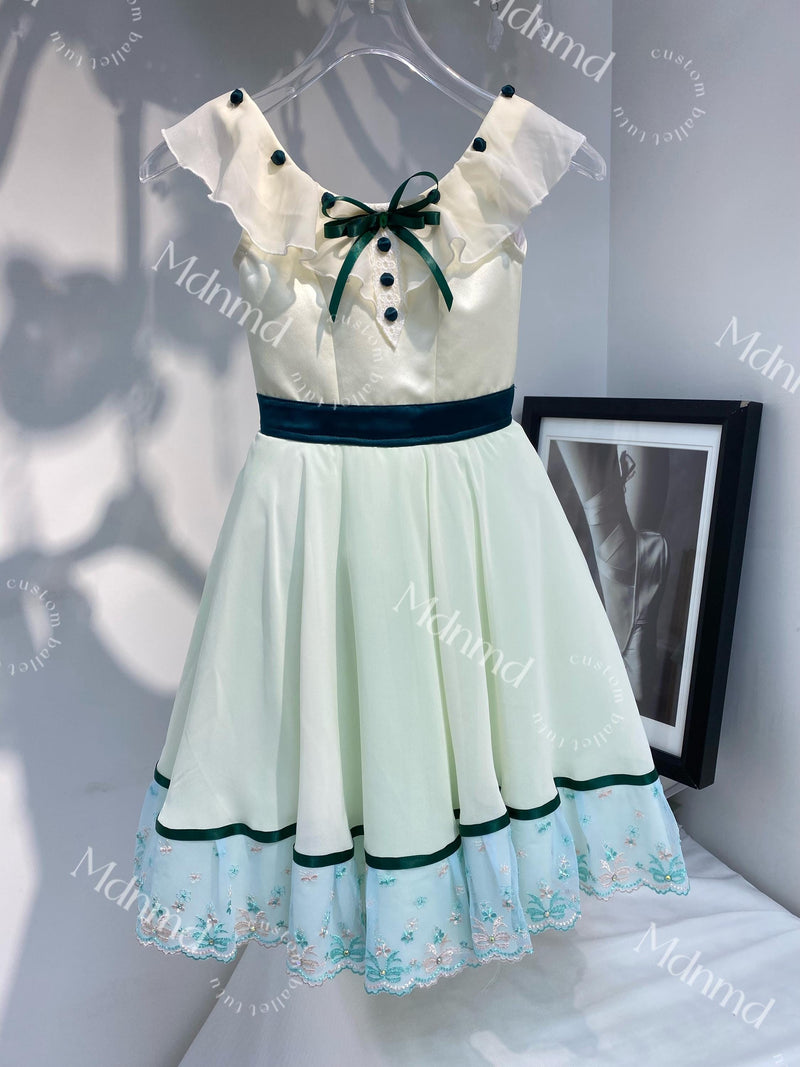 Green Romantic Ballet Tutu Dress - Custom Handmade for Graduation Ball Variations & YAGP Competitions