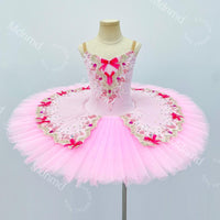 Handmade Pink Bow Ballet Tutu Dress - Custom Spaghetti Strap Princess Dance Costume for Girls