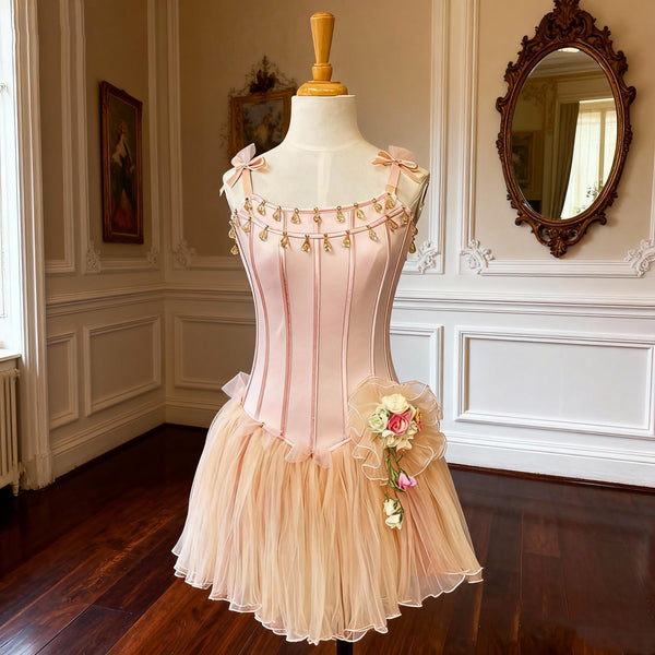 Handmade Pink Ballet Tutu: Crystal Bodice, Tulle Bows
