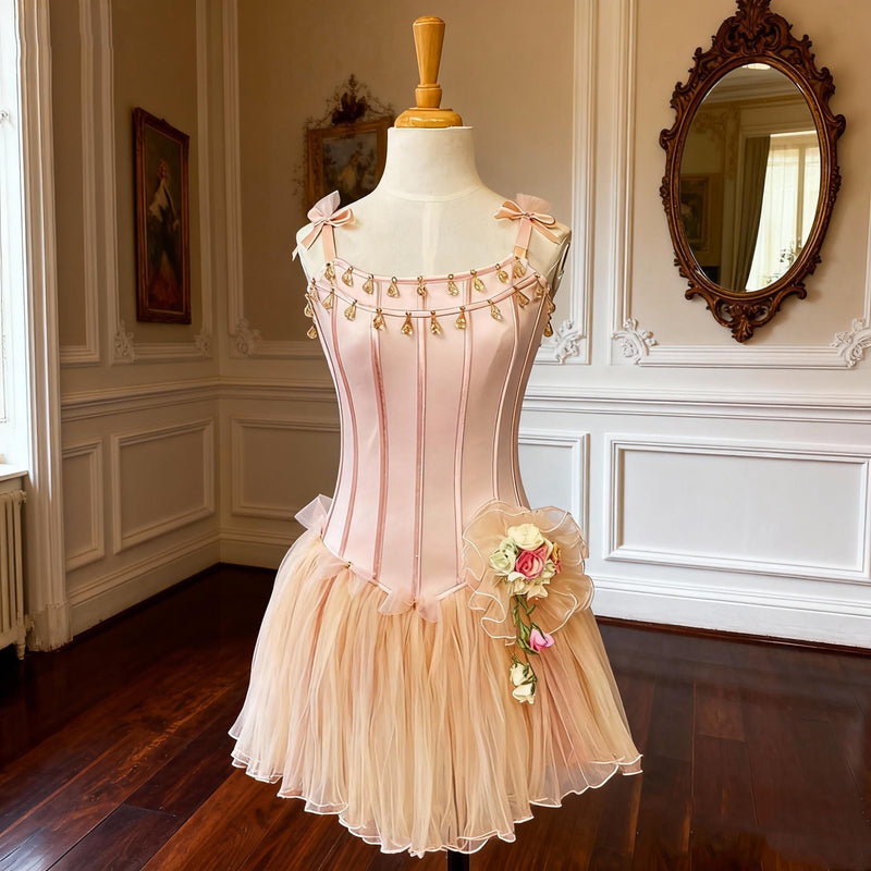 Handmade Pink Ballet Tutu: Crystal Bodice, Tulle Bows