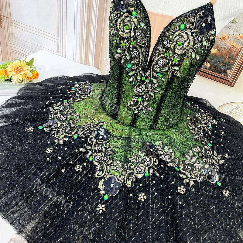 Green and Black Classical Ballet Pancake Tutu | Professional Custom Handmade for Competitions & Variations
