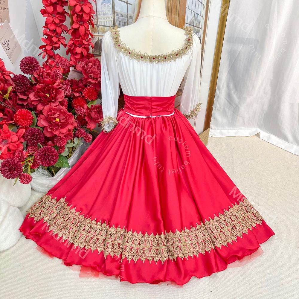 Red & Gold Spanish Classical Ballet Costume | Nutcracker Spanish Variation | Handmade Character Skirt | Custom Size