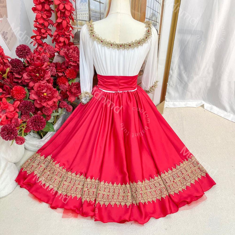 Red & Gold Spanish Classical Ballet Costume | Nutcracker Spanish Variation | Handmade Character Skirt | Custom Size