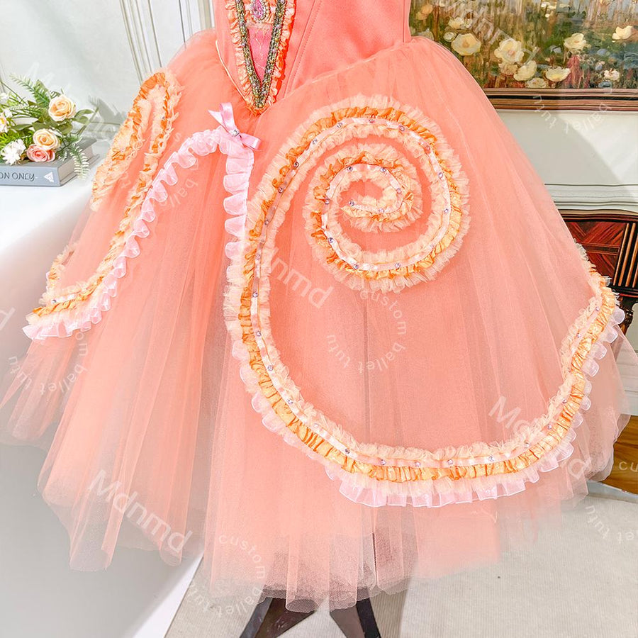 Peach Pink Mirlitons Marzipan Classical Ballet Costume Nutcracker Dress | Professional Romantic Tutu | Custom Handmade
