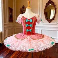 Handmade Pink Fairy Ballet Tutu Dress - Custom Doll-Inspired Dance Costume with Bow for Girls