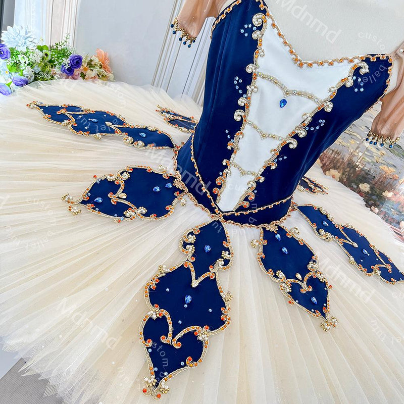Custom Blue & White Ballet Tutu| Handmade Professional Ballet Costume | Ideal for Giselle, Sleeping Beauty