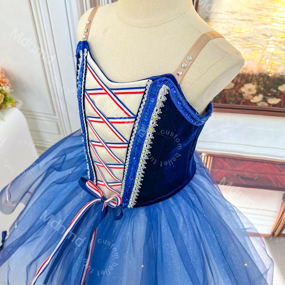 Custom Blue Ballet Dress | Handmade Performance Costume for Paris Flames, Contemporary Ballets