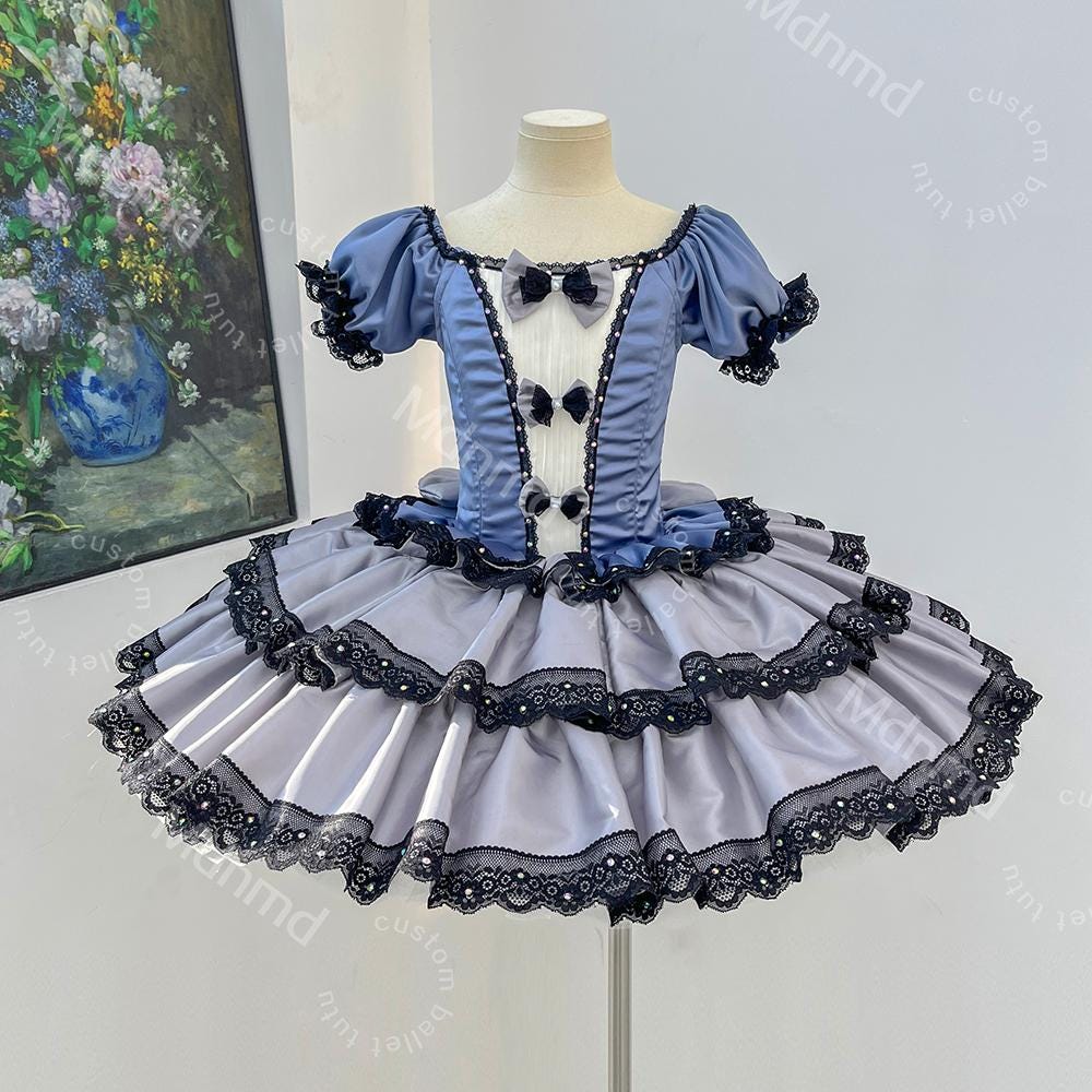 Blue & Black Classical Ballet Tutu | Handmade Professional Pancake Tutu | Performance Competition Costume