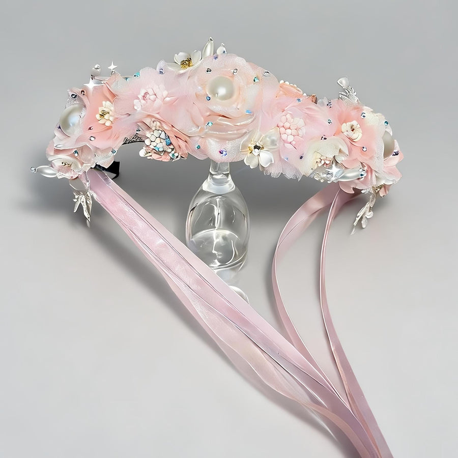 Custom Pink Floral Ballet Headpiece | Handmade Dance Accessory for Giselle, or Romantic Ballets