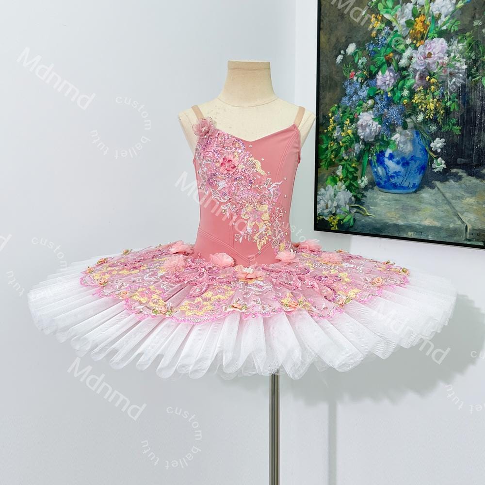 Handmade Ombre Floral Ballet Tutu Dress: Custom Ballerina Princess Dance Costume