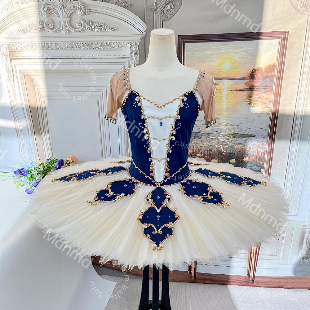 Custom Blue & White Ballet Tutu| Handmade Professional Ballet Costume | Ideal for Giselle, Sleeping Beauty