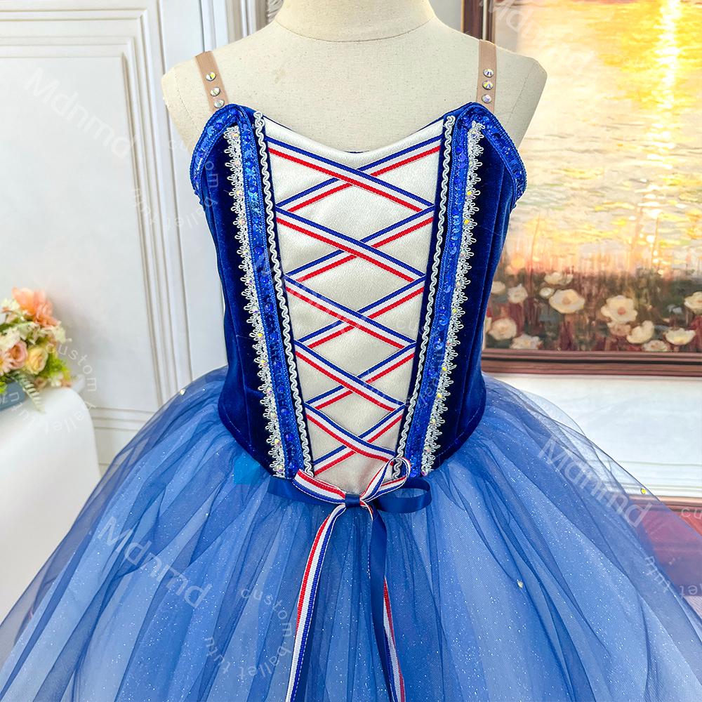 Custom Blue Ballet Dress | Handmade Performance Costume for Paris Flames, Contemporary Ballets