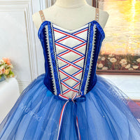 Custom Blue Ballet Dress | Handmade Performance Costume for Paris Flames, Contemporary Ballets