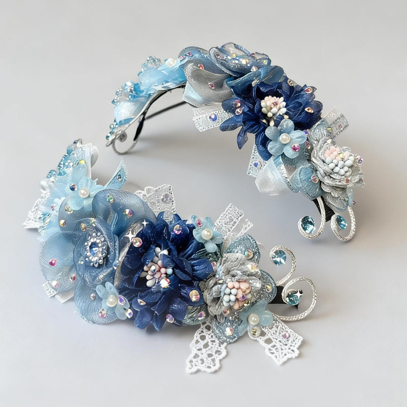 Custom Ballet Headpiece with Flowers & Crystals | Handmade Dance Accessory for Giselle, or Classical Ballets