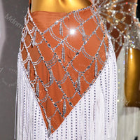 Custom White Fringe Latin Dance Dress | Handmade Performance Costume for Salsa, Cha-Cha, or Competitions