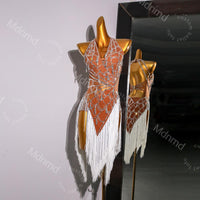 Custom White Fringe Latin Dance Dress | Handmade Performance Costume for Salsa, Cha-Cha, or Competitions