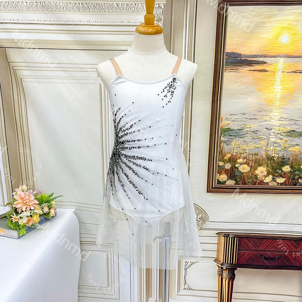 Hand-Dyed Lyrical Dance Dress | Brown Spaghetti Strap Costume, Rhinestone Detail