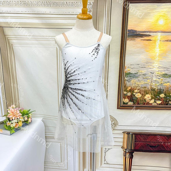 Hand-Dyed Lyrical Dance Dress | Brown Spaghetti Strap Costume, Rhinestone Detail