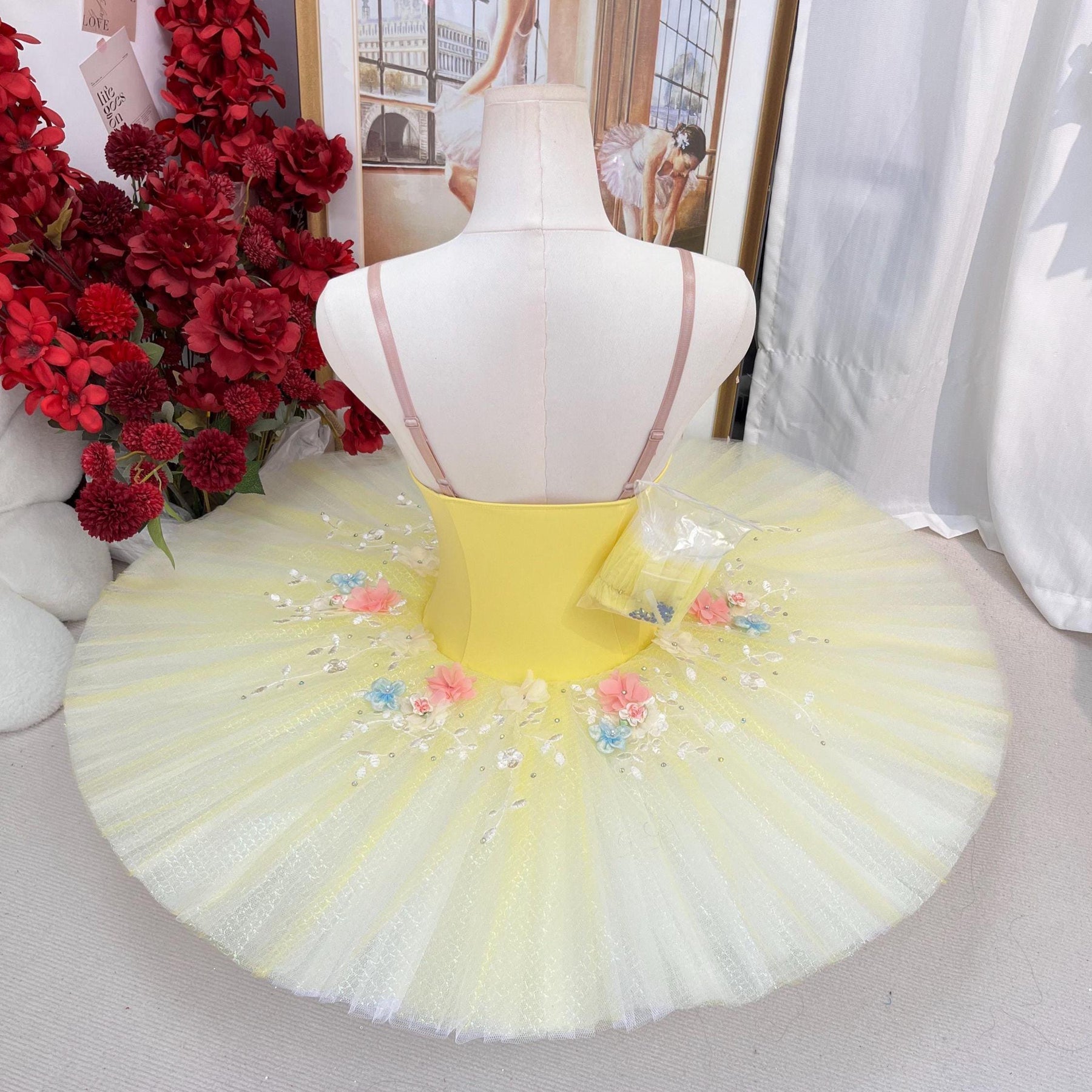 Custom Professional Ballerina Costume | Floral Tutu in Pink, Blue, Orange, Yellow, Violet
