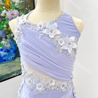Custom Lyrical Dance Dress | Flowing Floral Appliqu Performance Costume