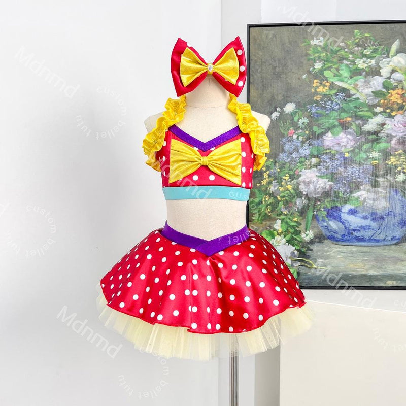 Girls Polka Dot Jazz Dance Costume | Kids Competition Dance Outfit