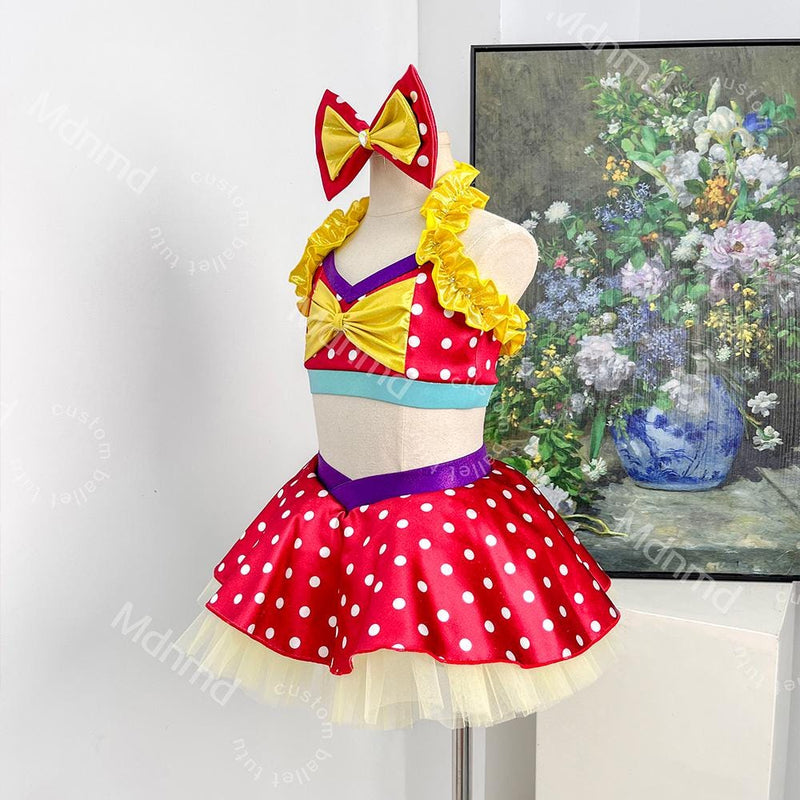 Girls Polka Dot Jazz Dance Costume | Kids Competition Dance Outfit
