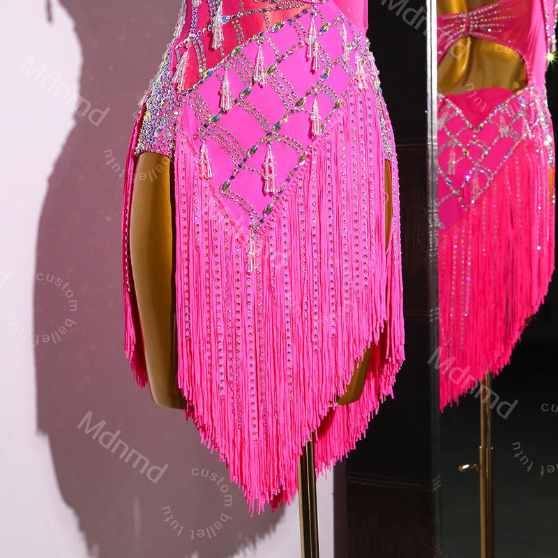 Custom Fringe Latin Dance Dress | Handmade Performance Costume for Salsa, Cha-Cha, or Competitions