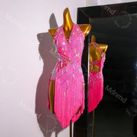 Custom Fringe Latin Dance Dress | Handmade Performance Costume for Salsa, Cha-Cha, or Competitions