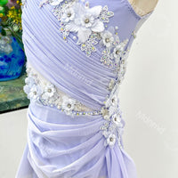 Custom Lyrical Dance Dress | Flowing Floral Appliqu Performance Costume