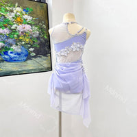 Custom Lyrical Dance Dress | Flowing Floral Appliqu Performance Costume