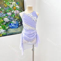 Custom Lyrical Dance Dress | Flowing Floral Appliqu Performance Costume