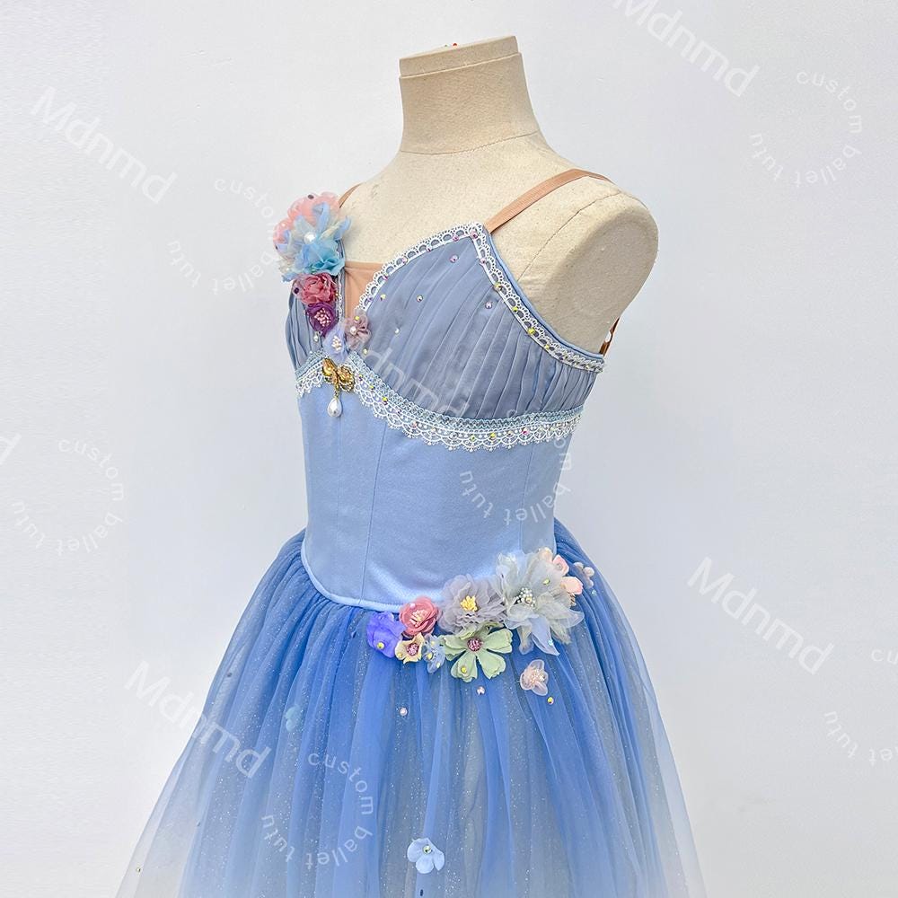 Custom Romantic Ballet Tutu Dress | Blue Ballet Performance Costume
