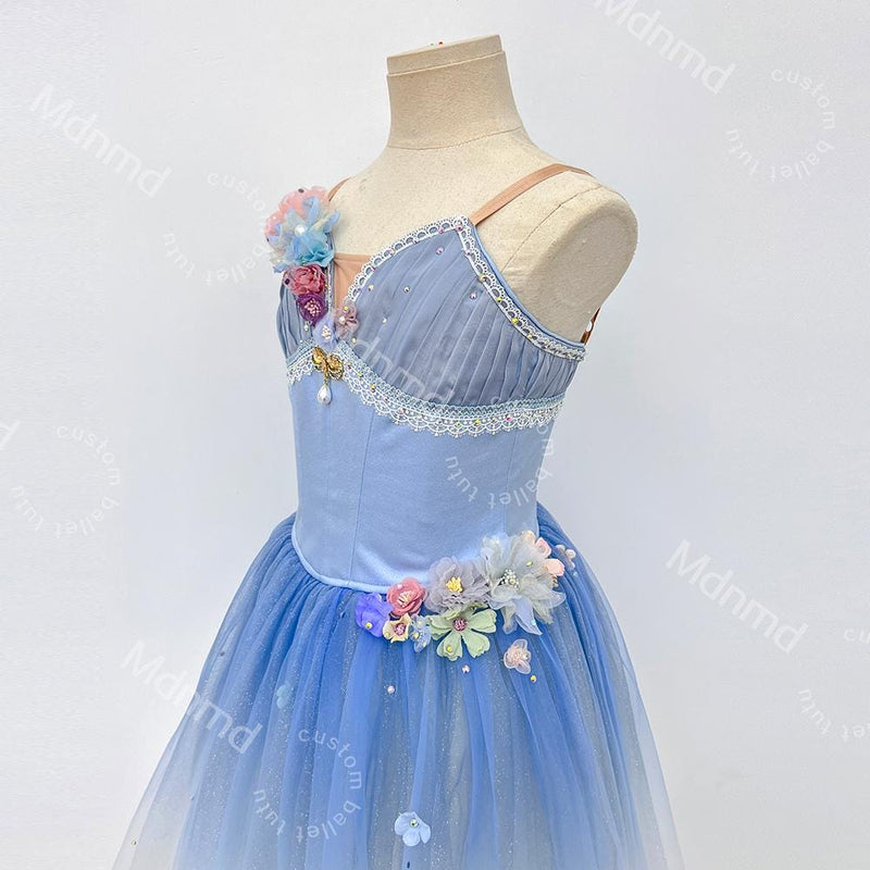 Custom Romantic Ballet Tutu Dress | Blue Ballet Performance Costume