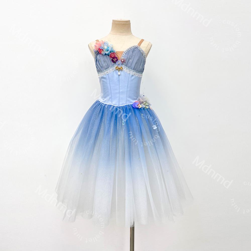 Custom Romantic Ballet Tutu Dress | Blue Ballet Performance Costume