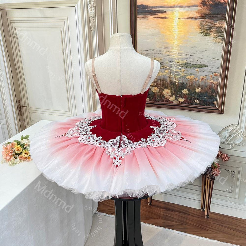 Custom Professional Red Ombr Ballet Tutu | Don Quixote Kitri Stage Costume