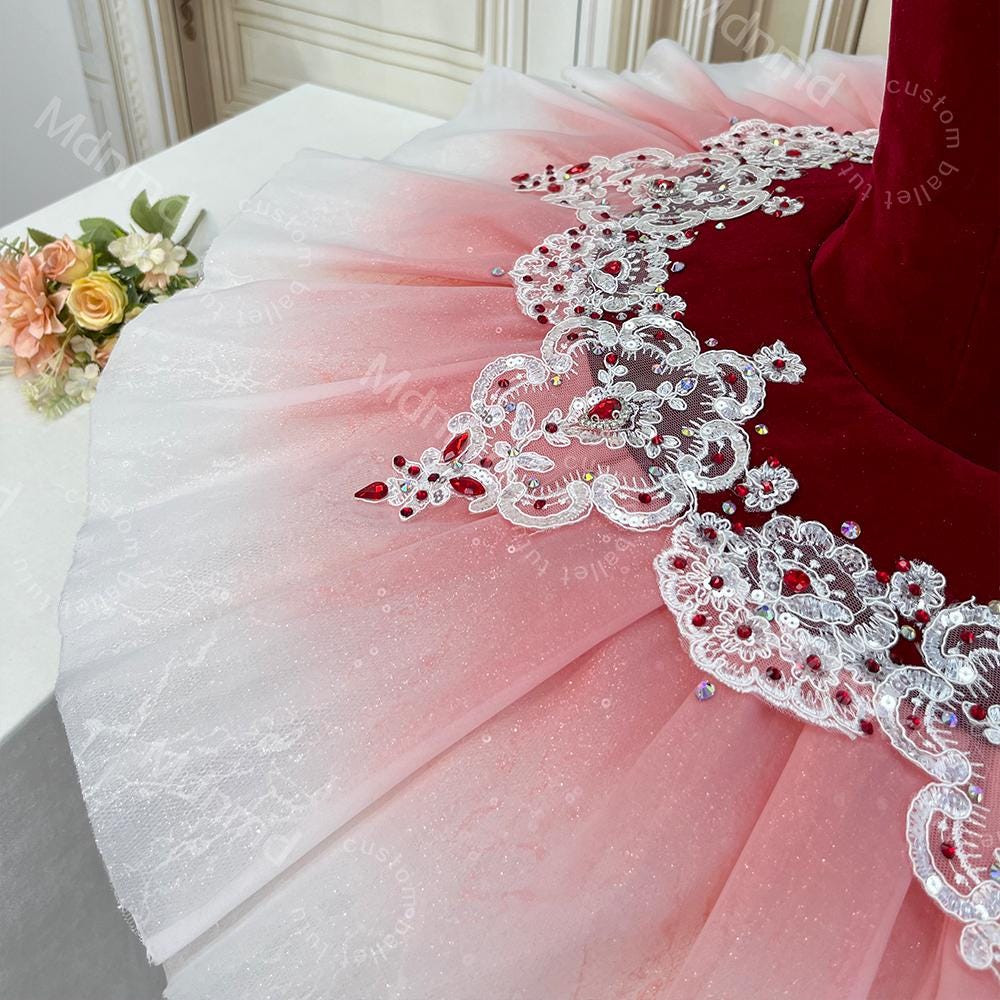 Custom Professional Red Ombr Ballet Tutu | Don Quixote Kitri Stage Costume