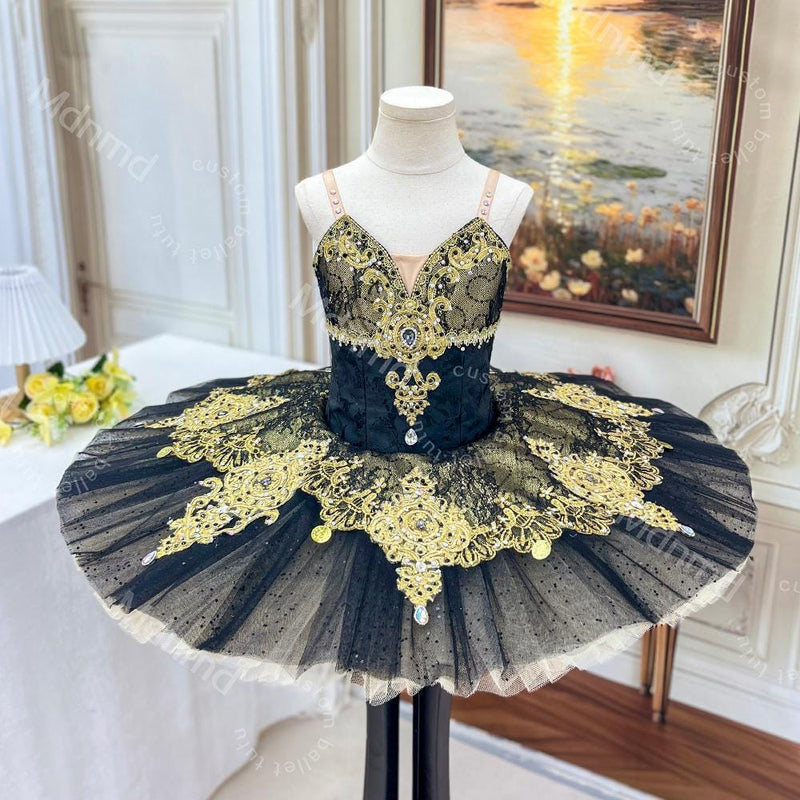 Custom Ballet Tutu | Black Gold Pancake Tutu for Classical Variations