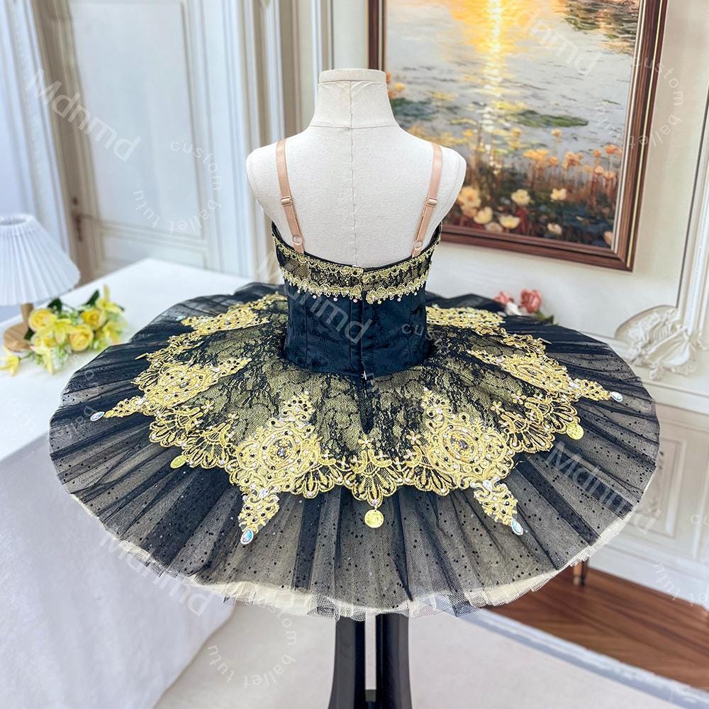 Custom Ballet Tutu | Black Gold Pancake Tutu for Classical Variations