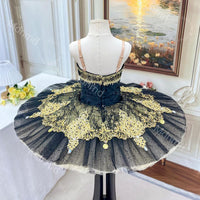 Custom Ballet Tutu | Black Gold Pancake Tutu for Classical Variations