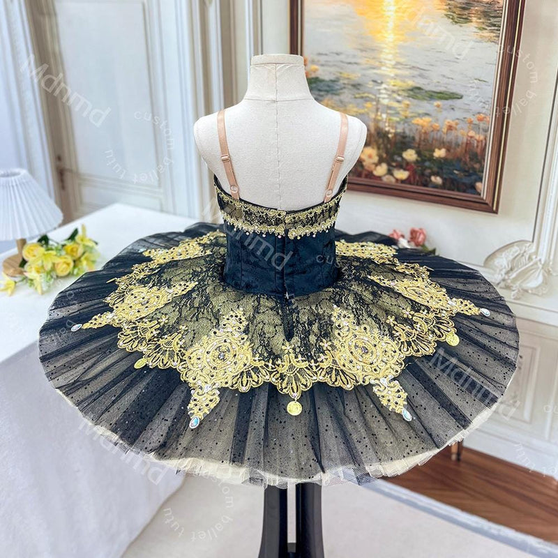 Custom Ballet Tutu | Black Gold Pancake Tutu for Classical Variations