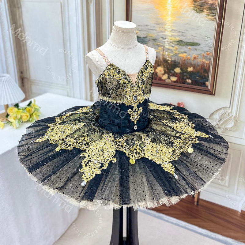 Custom Ballet Tutu | Black Gold Pancake Tutu for Classical Variations