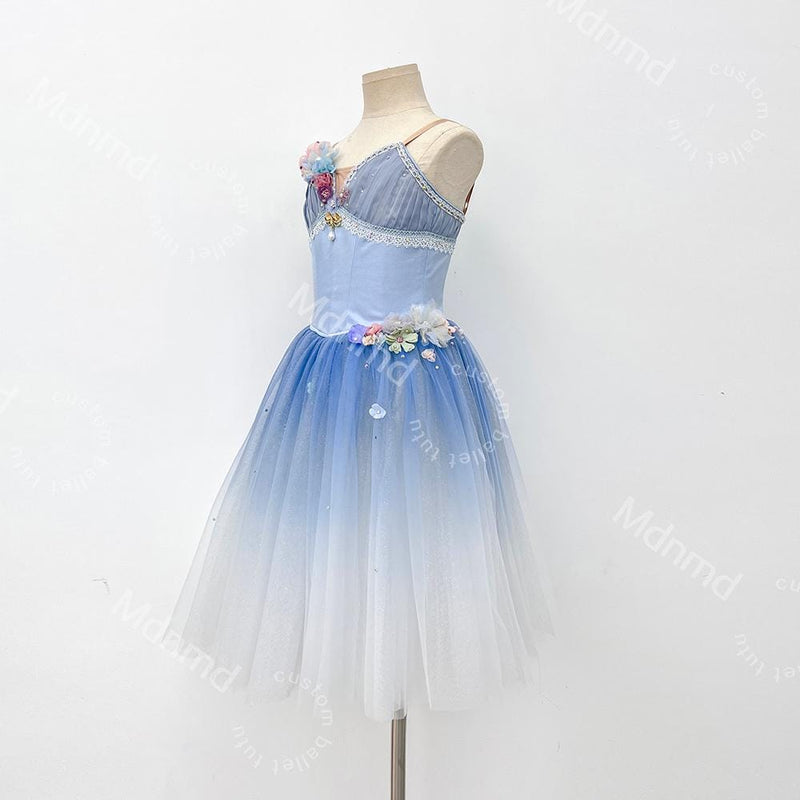Custom Romantic Ballet Tutu Dress | Blue Ballet Performance Costume