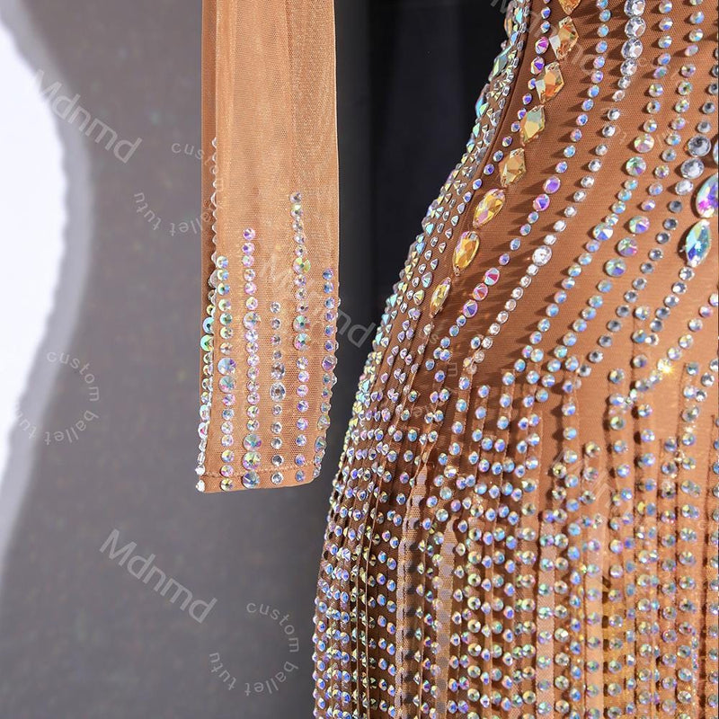Professional Latin Competition Dress - Handmade Rhinestone Salsa Outfit