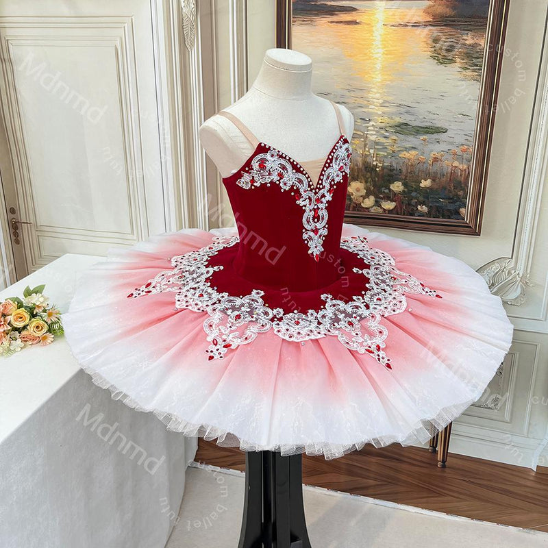 Custom Professional Red Ombr Ballet Tutu | Don Quixote Kitri Stage Costume