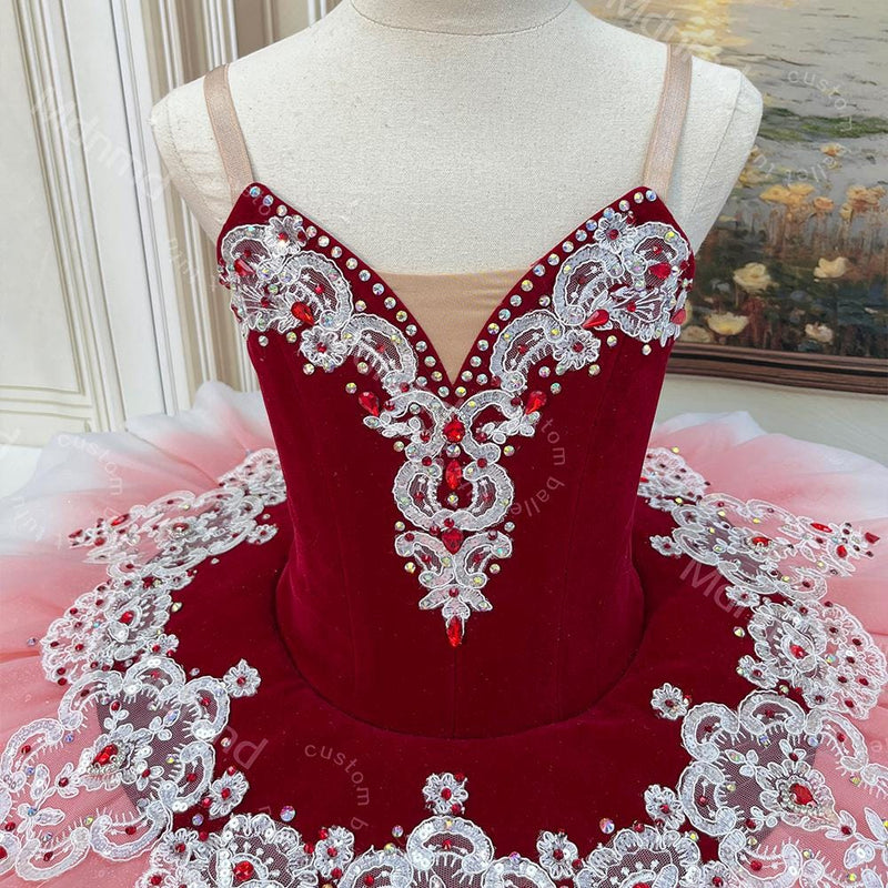 Custom Professional Red Ombr Ballet Tutu | Don Quixote Kitri Stage Costume
