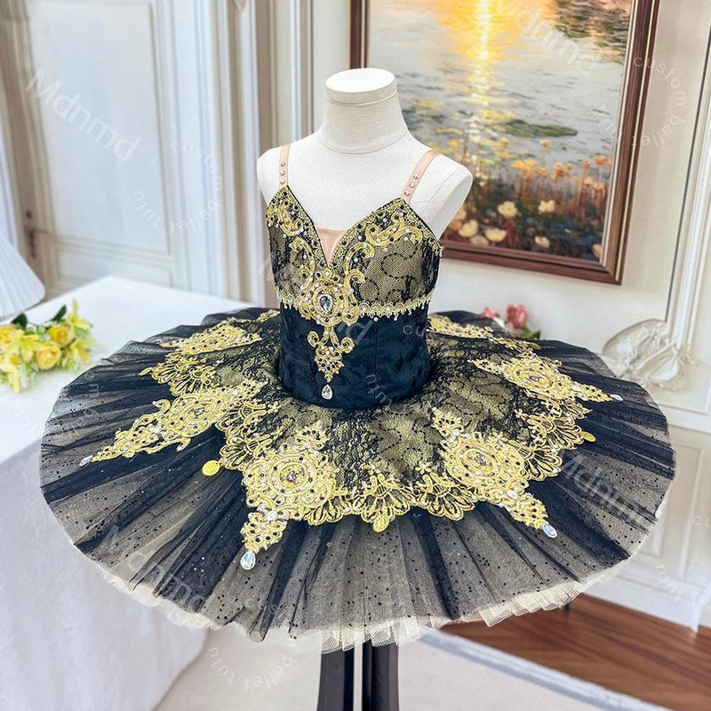 Custom Ballet Tutu | Black Gold Pancake Tutu for Classical Variations