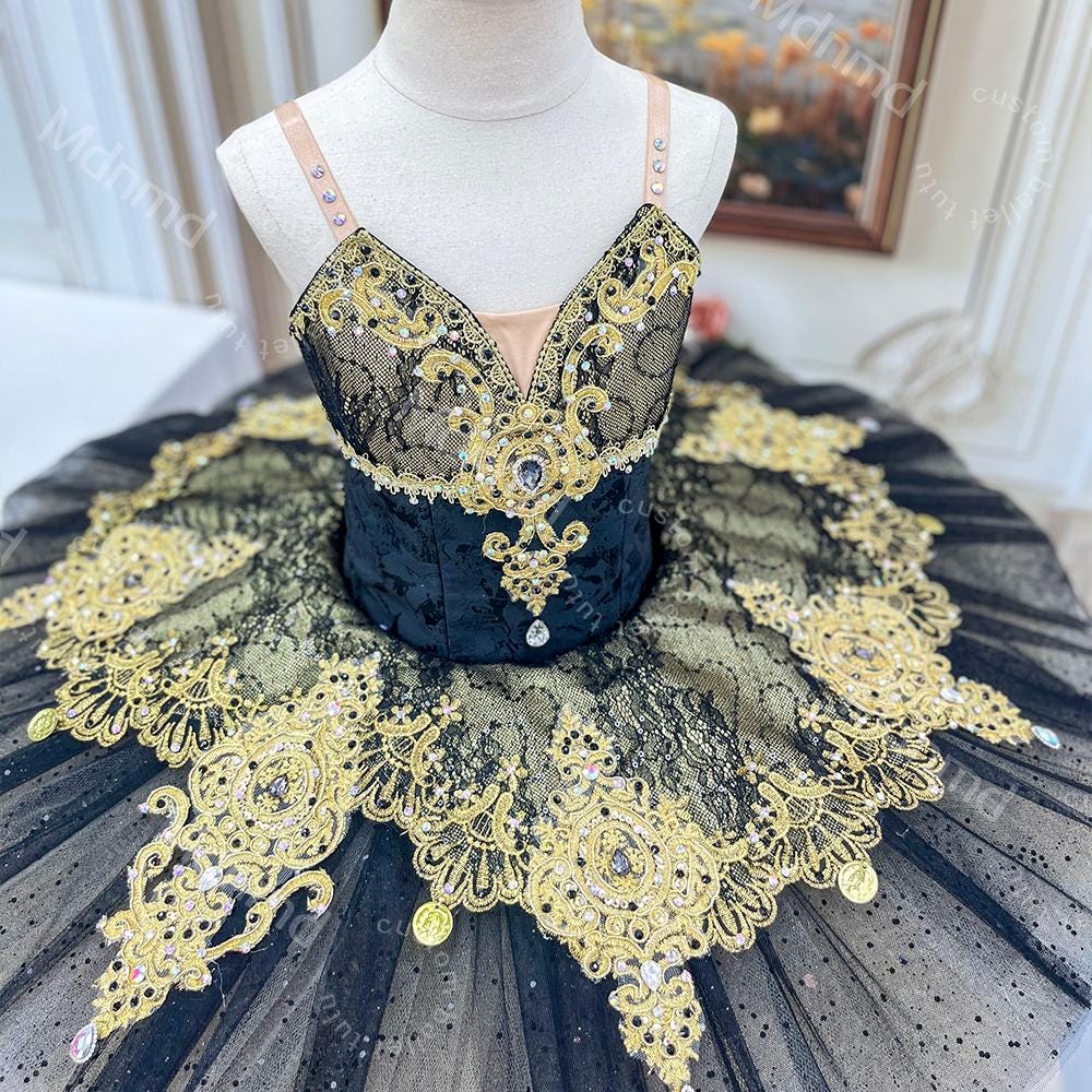 Custom Ballet Tutu | Black Gold Pancake Tutu for Classical Variations