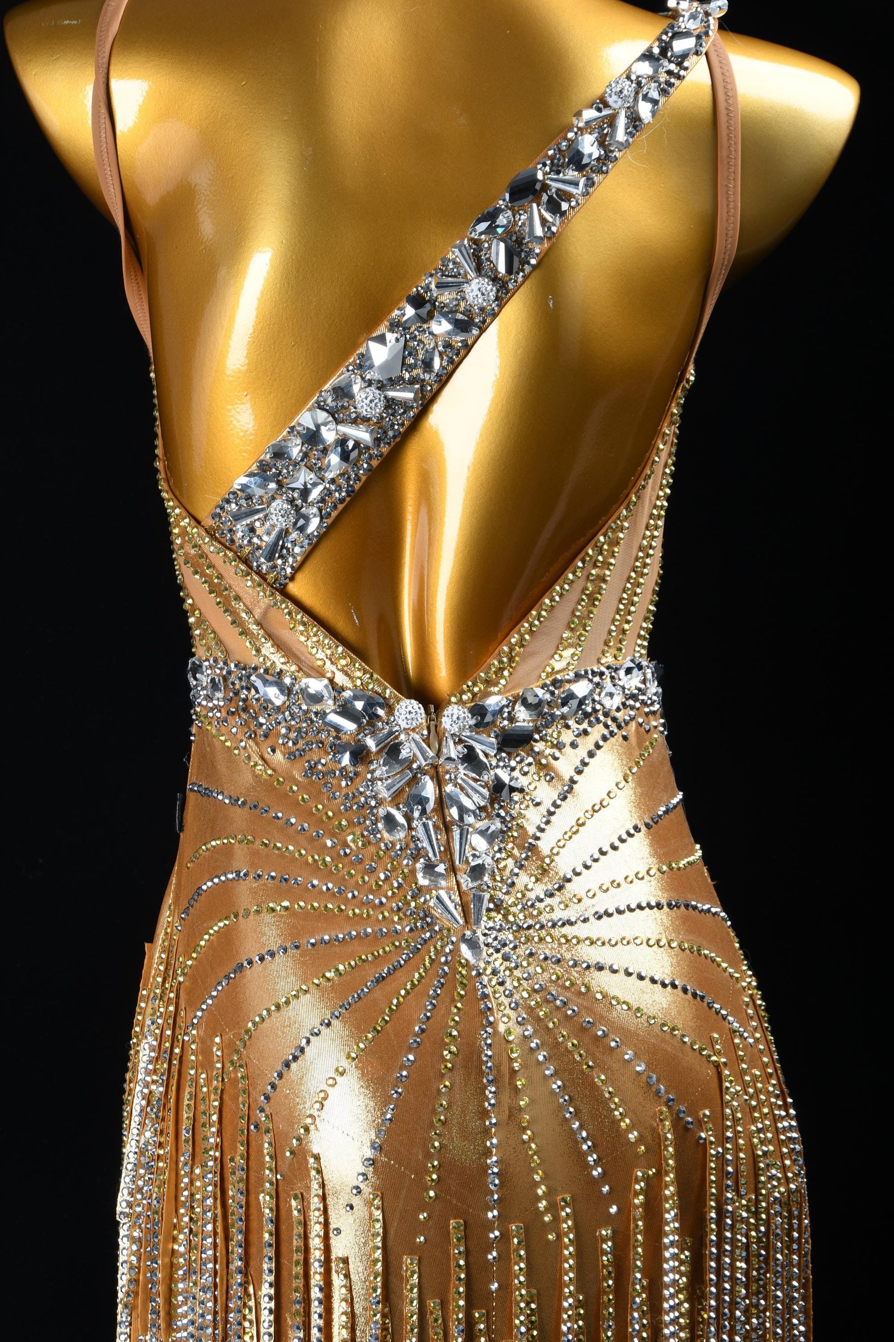 Custom Latin Competition Dress | Crystal Fringe Dance Costume
