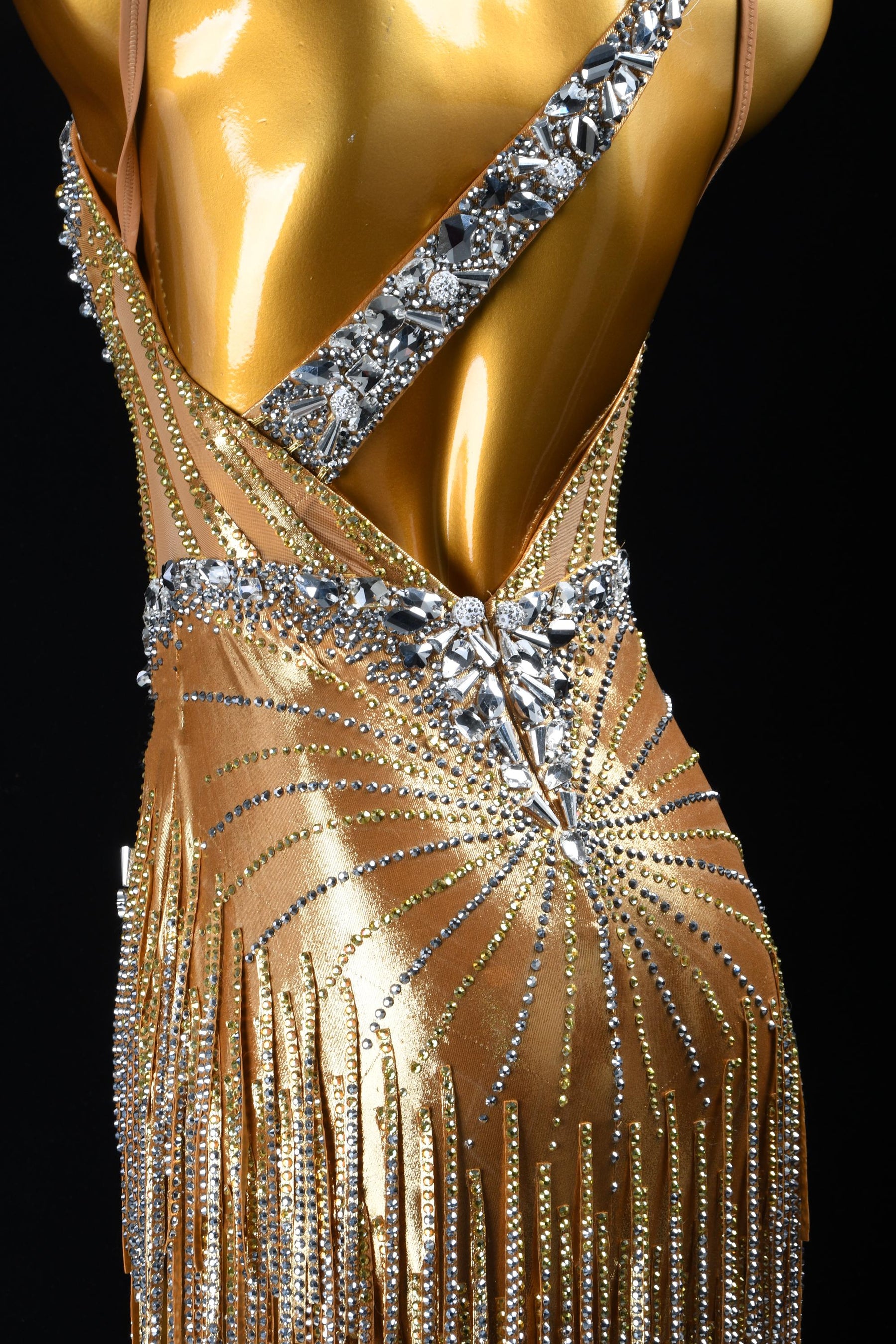 Custom Latin Competition Dress | Crystal Fringe Dance Costume